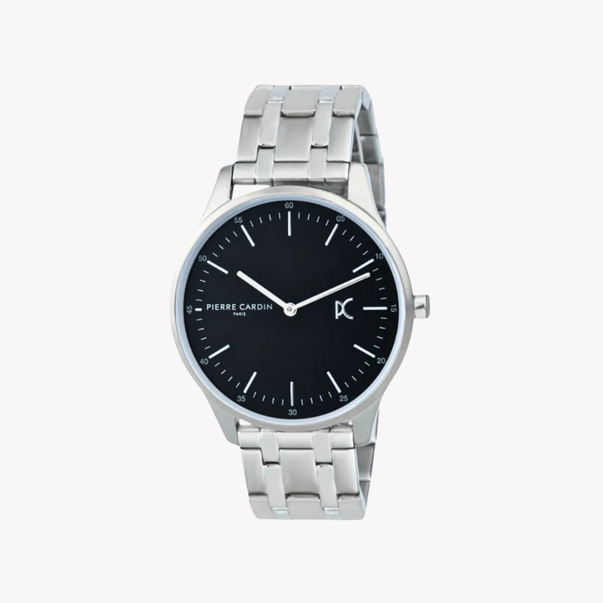 Pierre Cardin Men's Silver Stainless Steel Watch, Black Dial | Cba.4010