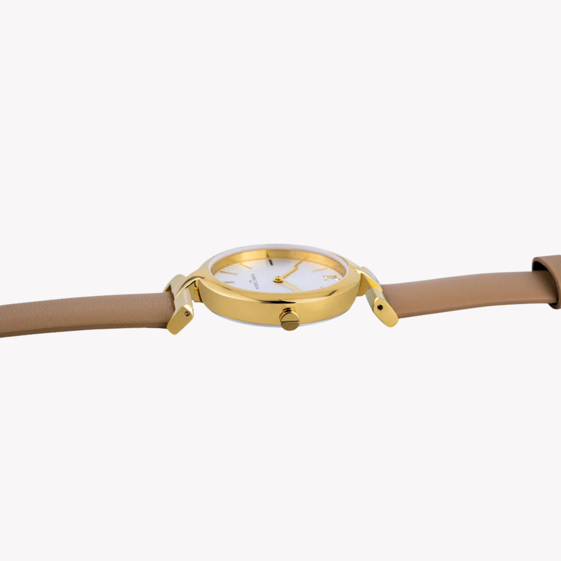 Pierre Cardin Women's Beige Leather Watch, Silver Dial | Cmd.3503