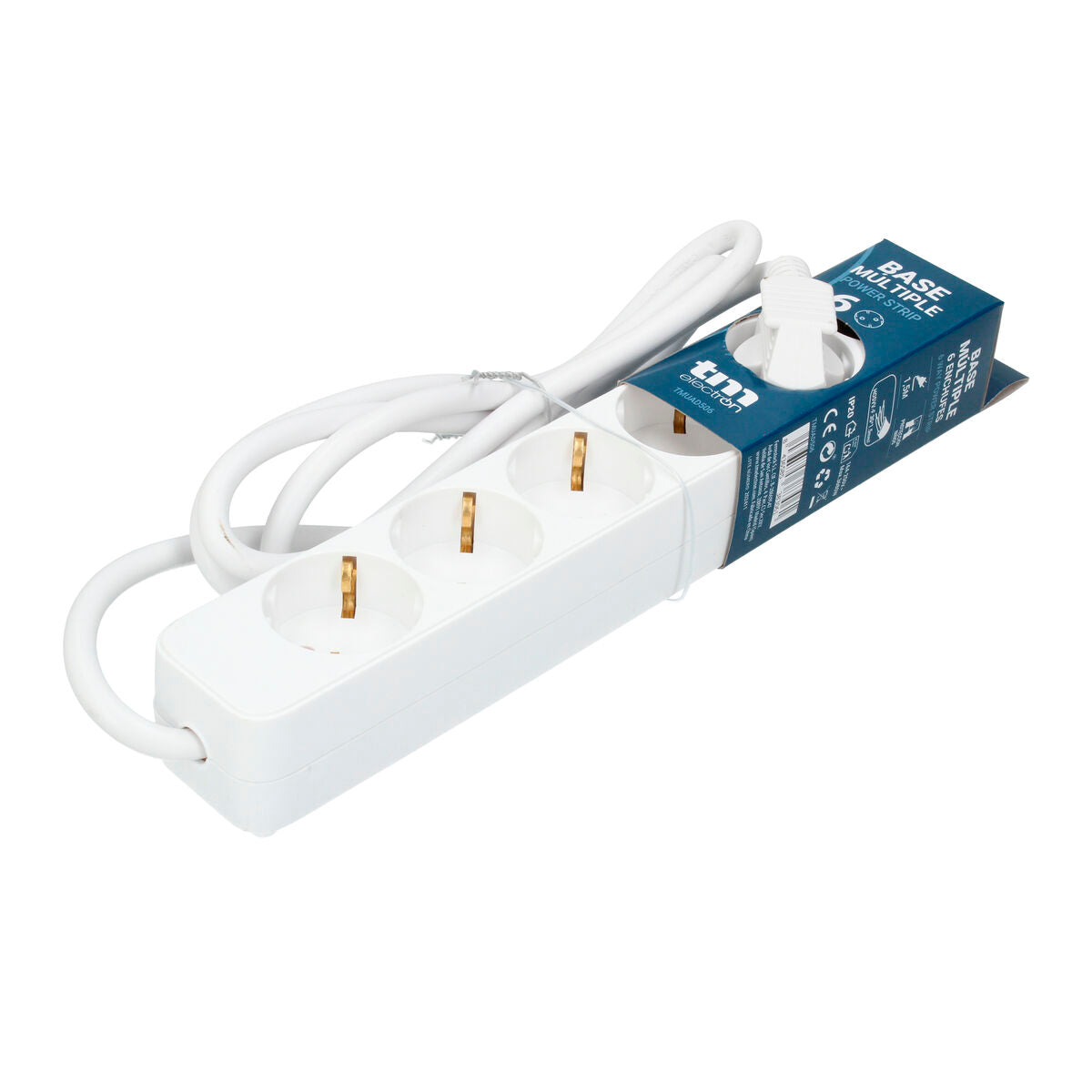 6-socket plugboard without power switch TM Electron TMUAD506 White 3680 W (1,5 m)