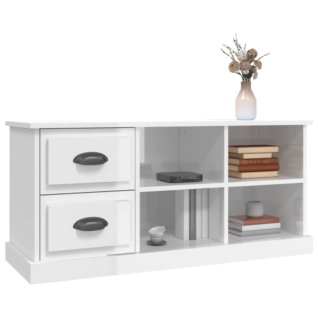 NNEVL TV Cabinet High Gloss White 102x35.5x47.5 cm Engineered Wood