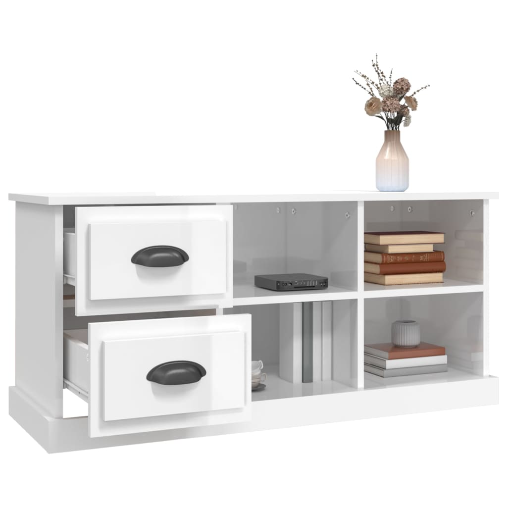 NNEVL TV Cabinet High Gloss White 102x35.5x47.5 cm Engineered Wood