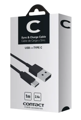 USB A to USB C Cable Contact (1 m) Black