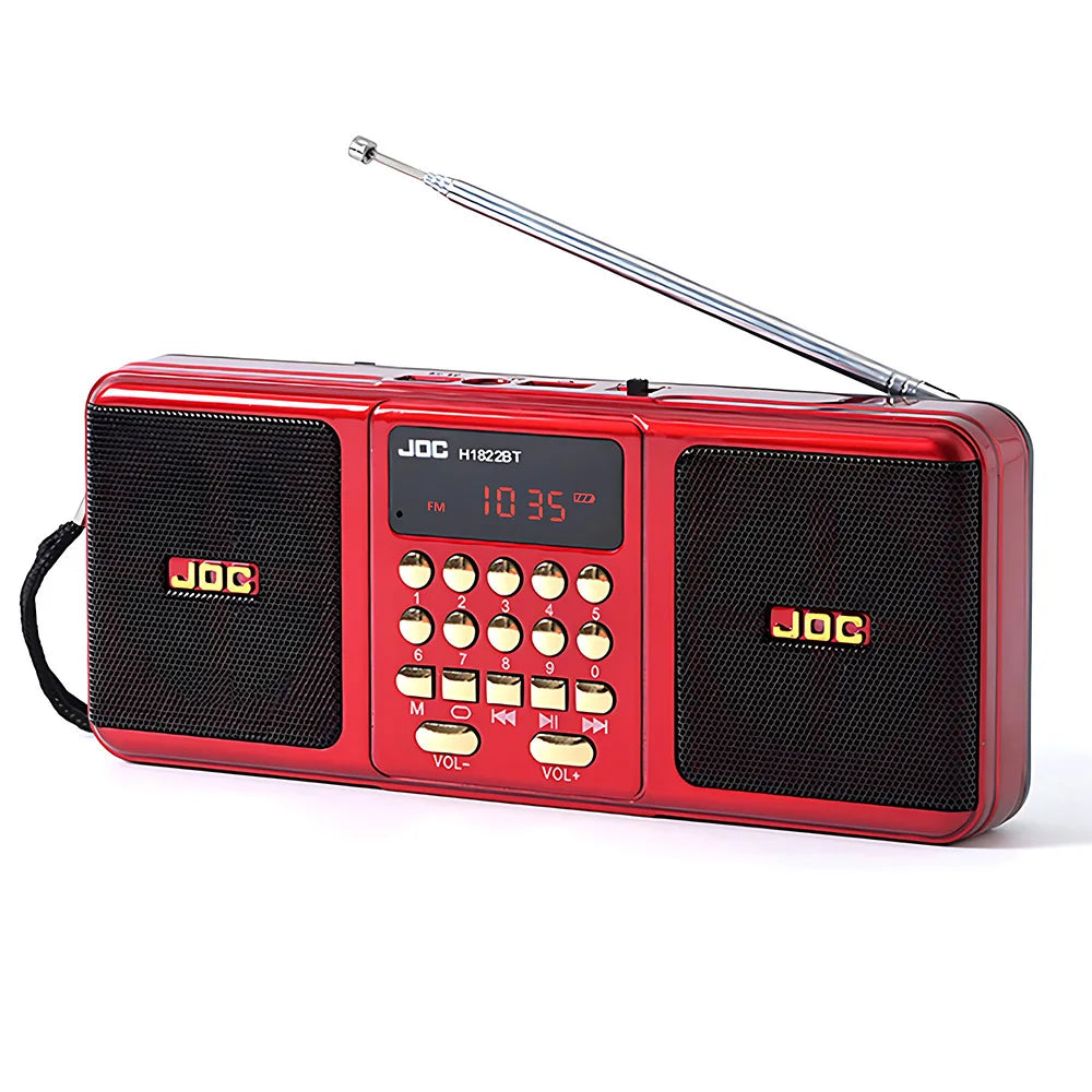 NNEOBA Portable FM Radio Bluetooth Speaker Red
