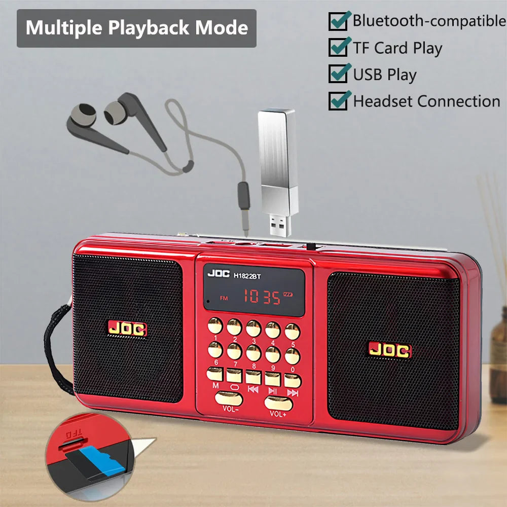 NNEOBA Portable FM Radio Bluetooth Speaker Red