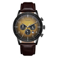 Trnda Men's Stainless Steel Watch, Brown Leather Band | Trn-D43b