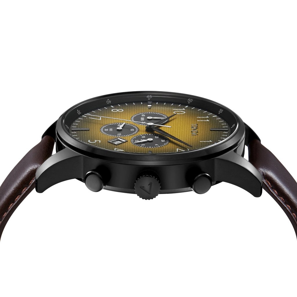 Trnda Men's Stainless Steel Watch, Brown Leather Band | Trn-D43b
