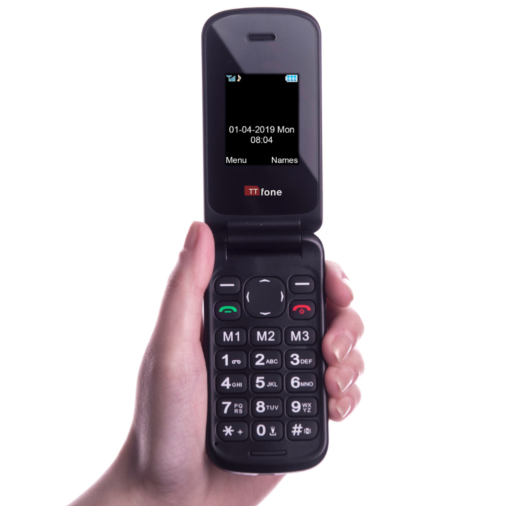 Returned Resale - TTfone TT140 Red Flip Folding Phone with USB Cable, EE Pay As You Go