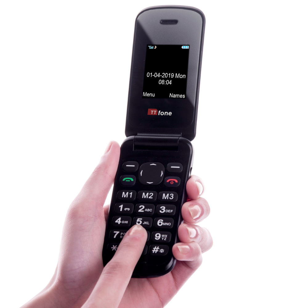 Returned Resale - TTfone TT140 Red Flip Folding Phone with USB Cable, EE Pay As You Go