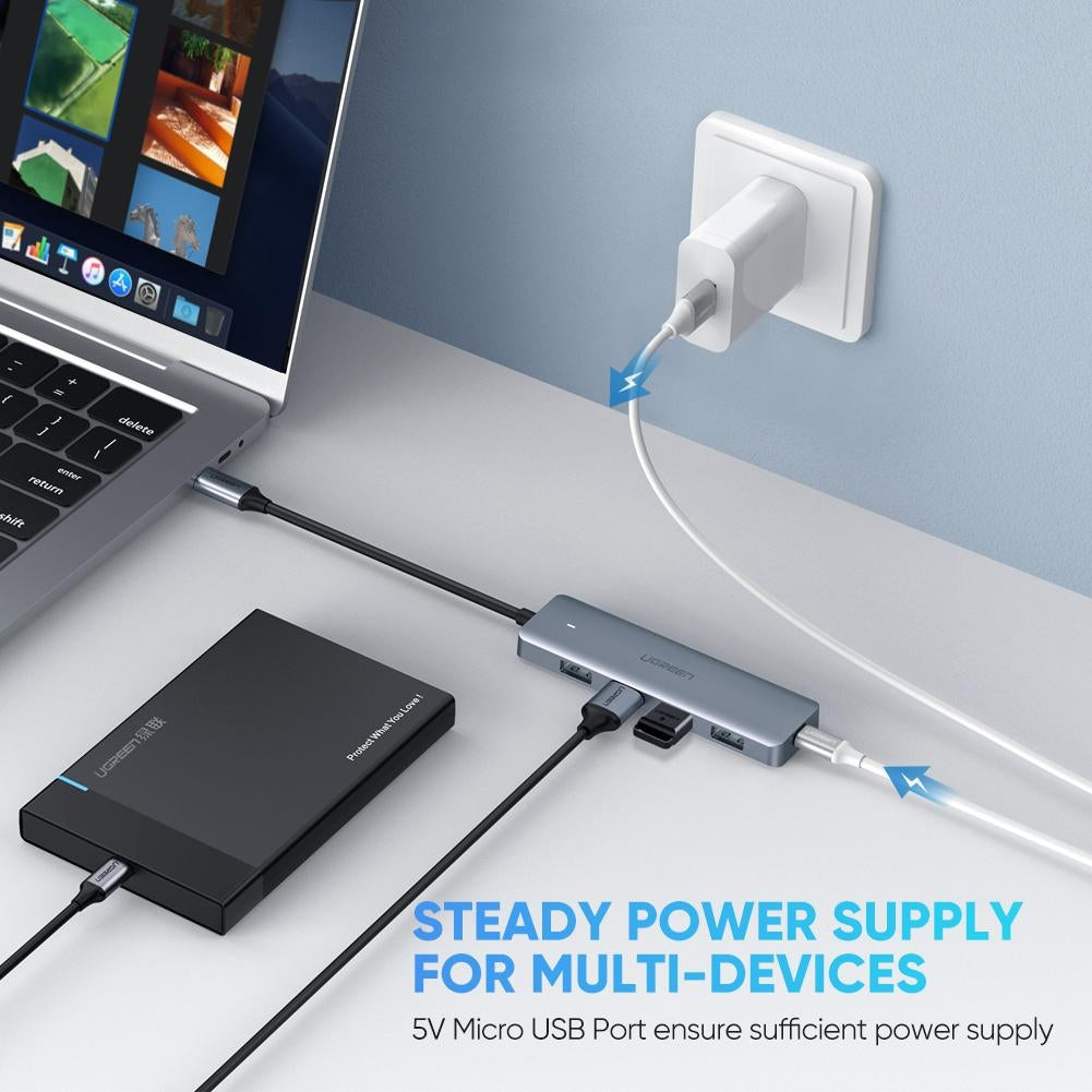 NNEDSZ  4-Port USB3.0 Hub with Micro USB Power Supply 70336